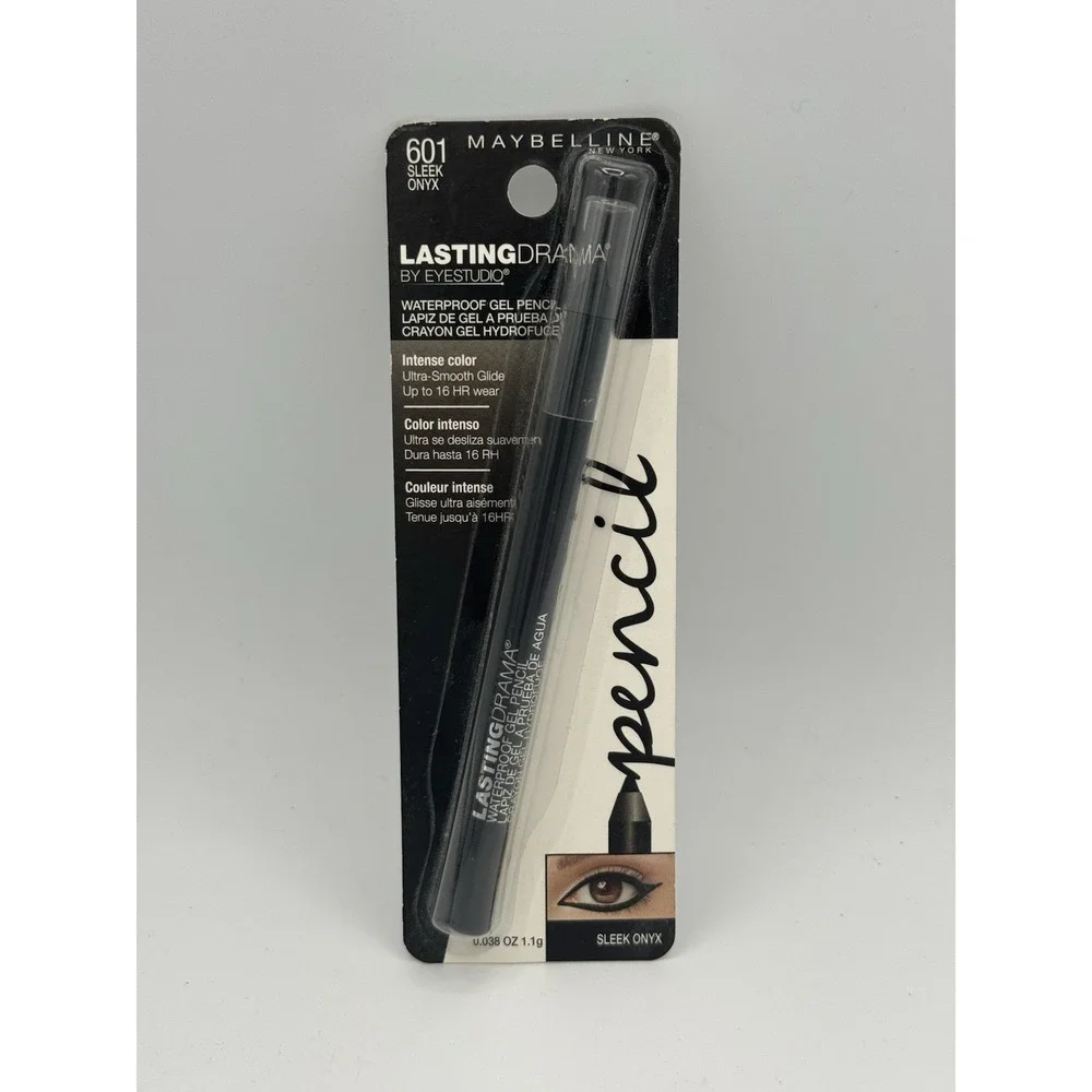 NEW Maybelline Lasting Drama Waterproof Gel Eye Liner Pencil 601 SLEEK Onyx See.
